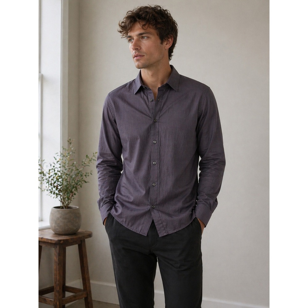 Theory Shirt Mens Large Purple Long Sleeve Button Up Collared Business Casual